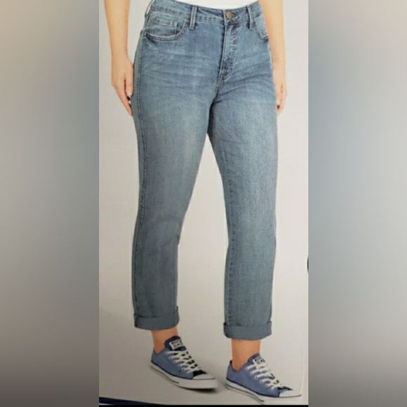 Seven7 Denim - Seven7 Womens Weekend Easy Fit Boyfriend Jeans High Rise Rolled Cuffs Size 12